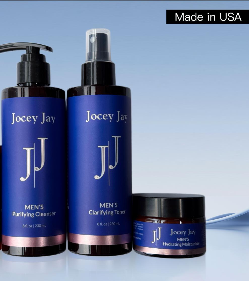 Jocey Jay Men's Organic Skincare Set – Non-Sticky, Complete Routine, Comfort， Made in US