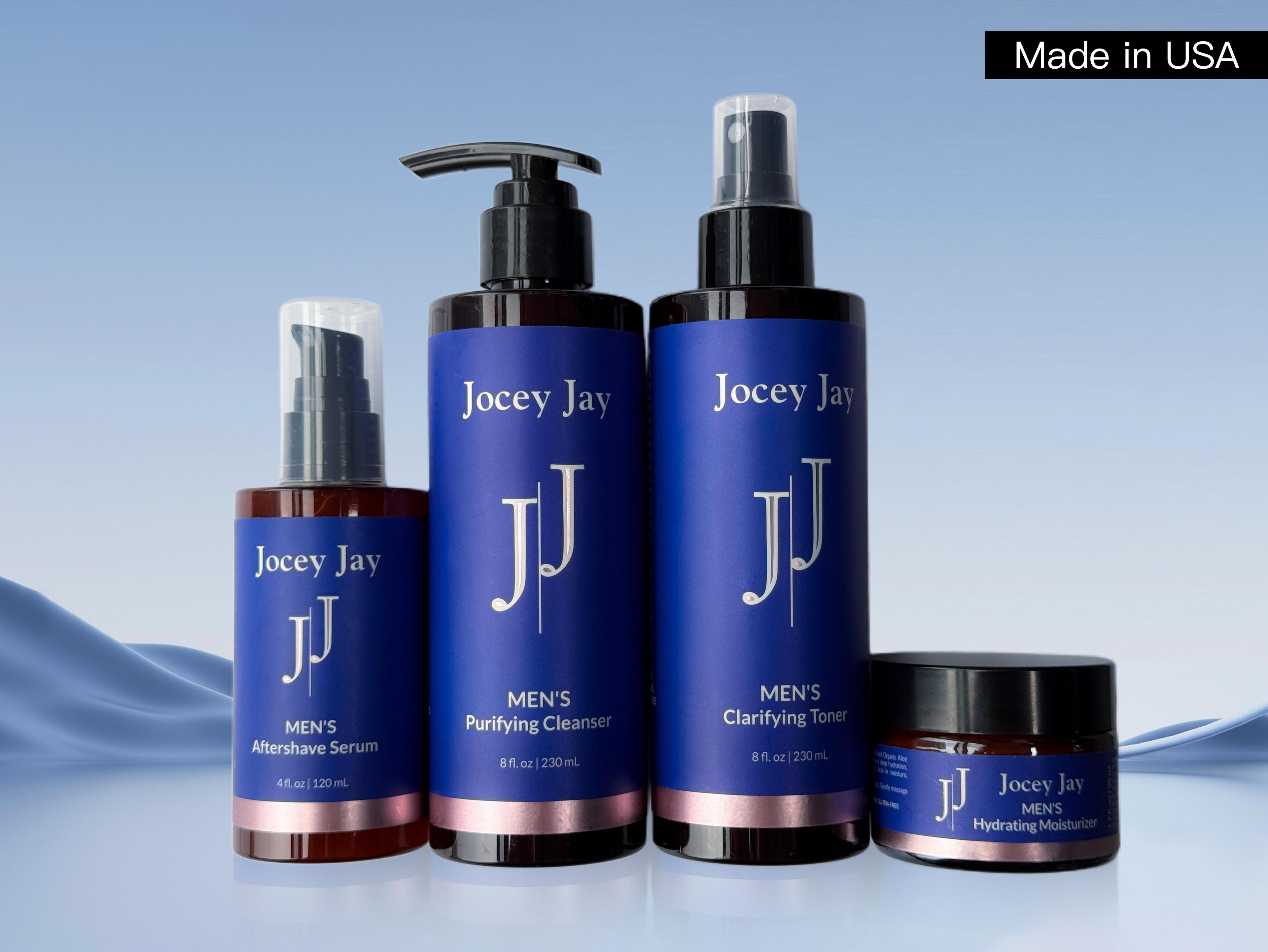 Jocey Jay Men's Organic Skincare Set – Non-Sticky, Complete Routine, Comfort， Made in US